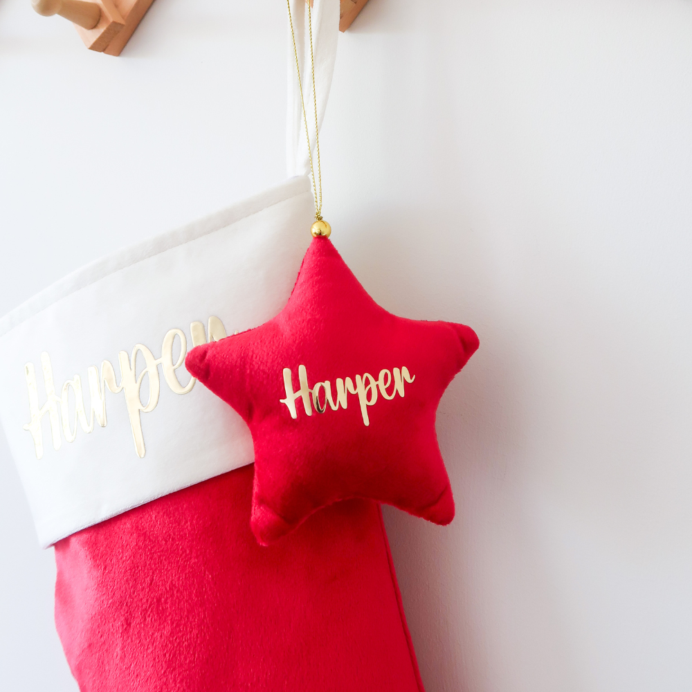 Velvet Star Plush Ornament - Red