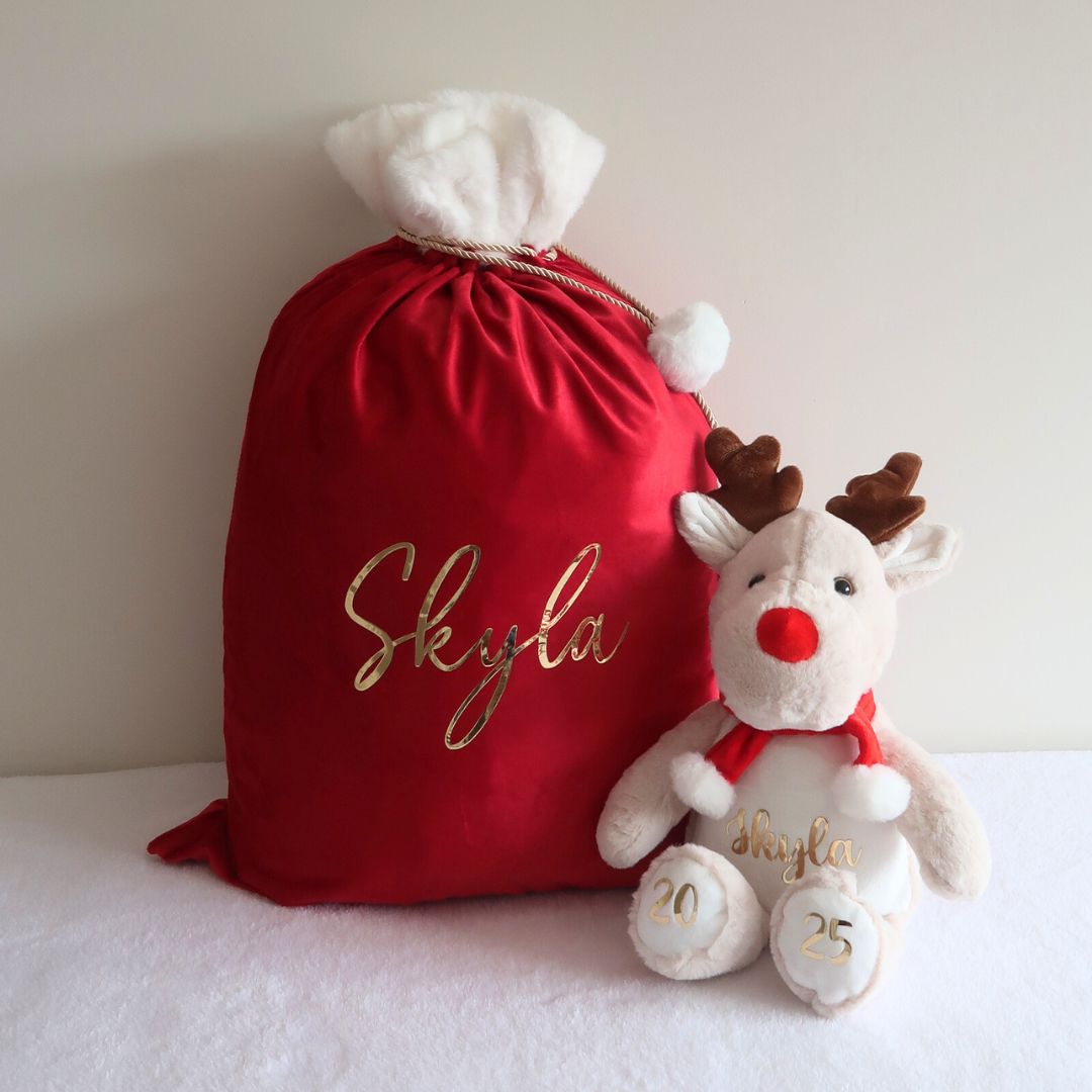 Velvet Christmas Sack - Red