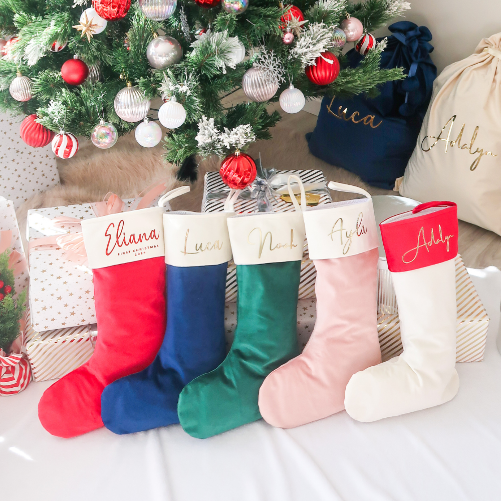 Velvet Christmas Stocking - Cream