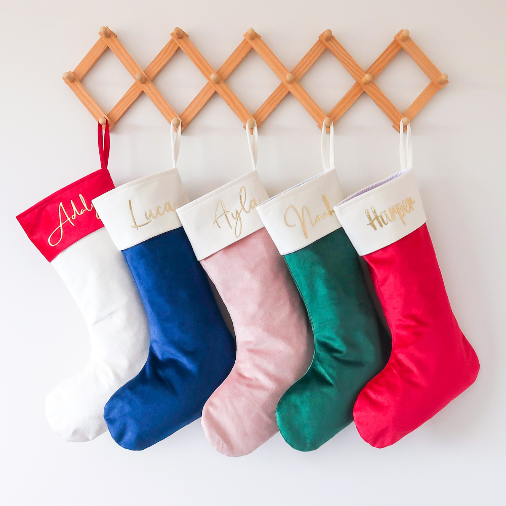 Velvet Christmas Stocking - Cream