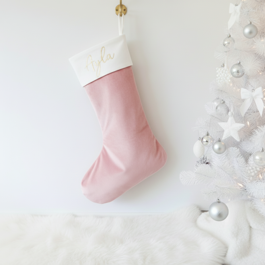 Velvet Christmas Stocking - Pink