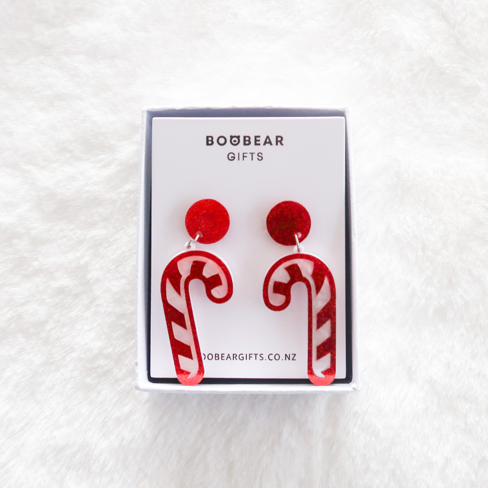 Candy Cane Christmas Drop Earrings