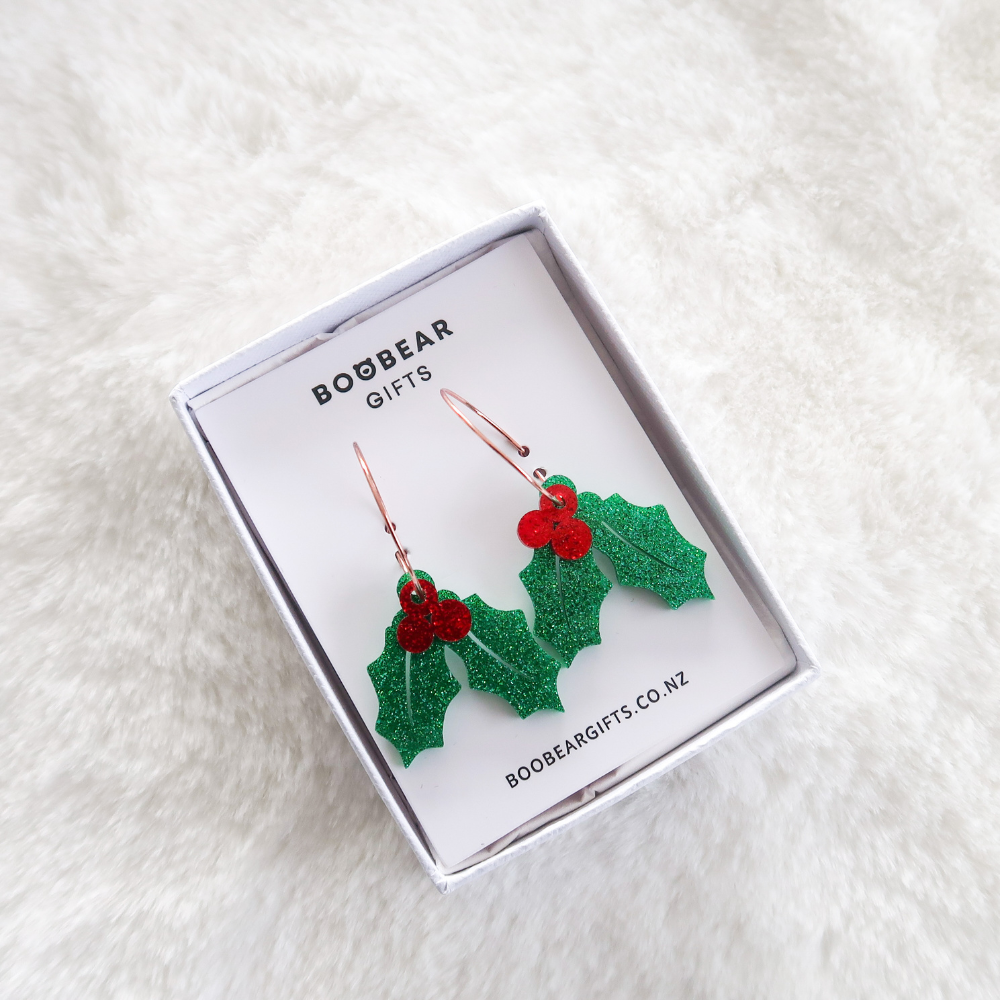 Mistletoe Christmas Hoop Earrings