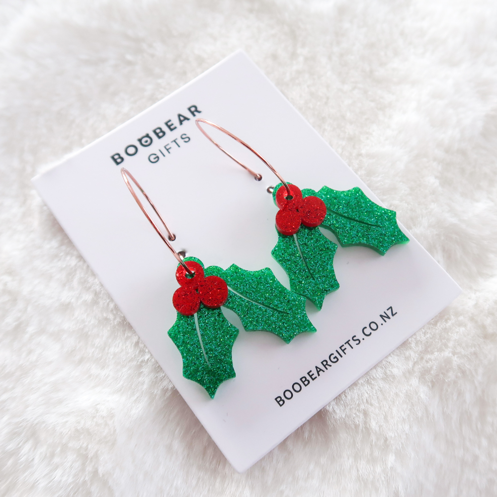 Mistletoe Christmas Hoop Earrings