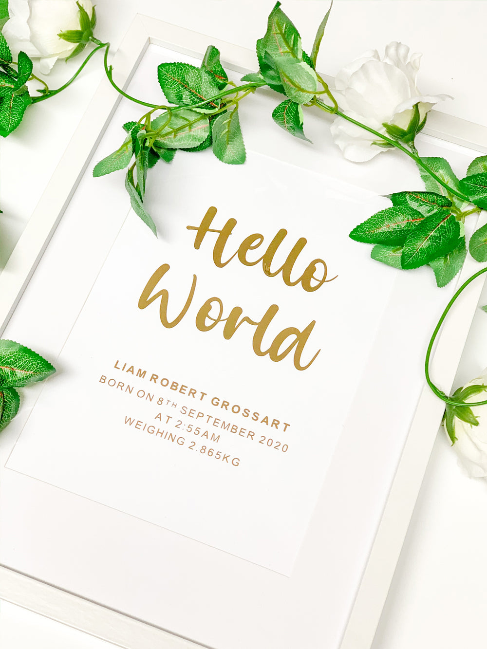 Personalised "Hello World Birth Date" Frame