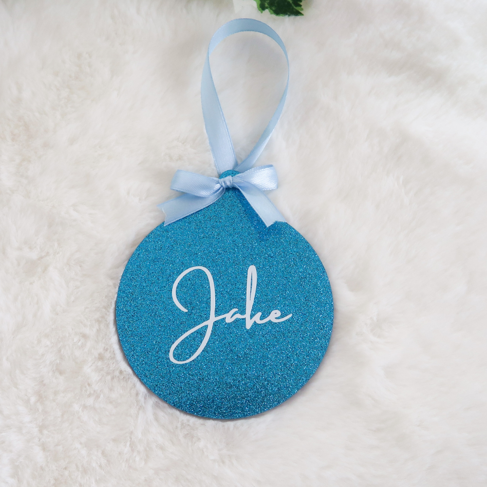 Luxe Glitter Christmas Bauble - Blue