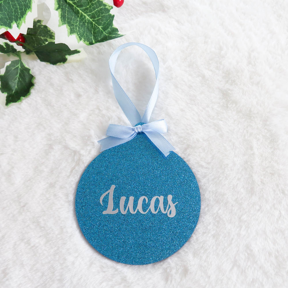 Luxe Glitter Christmas Bauble - Blue