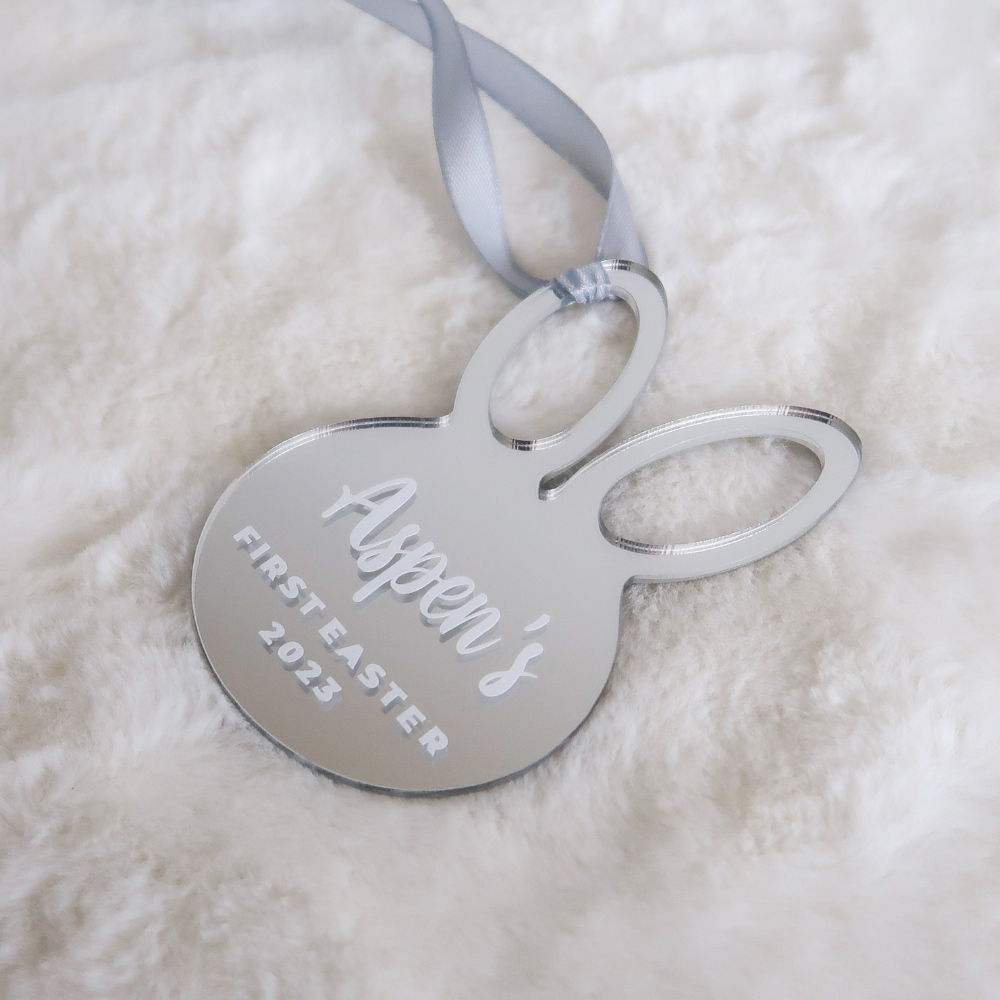 Personalised Bunny Ornament - Silver