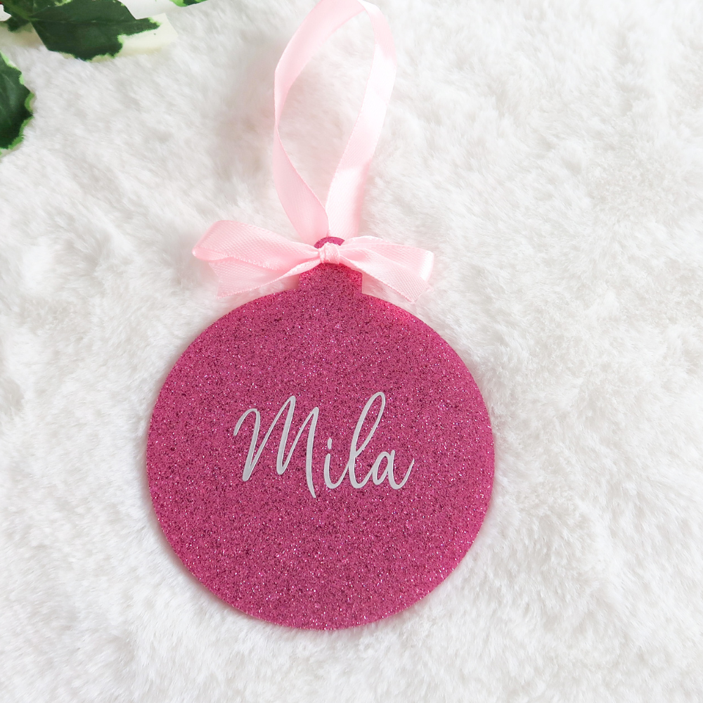 Luxe Glitter Christmas Bauble - Pink