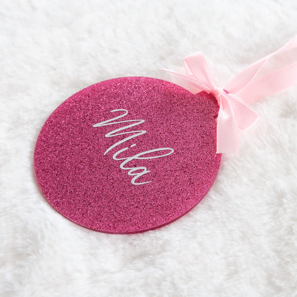 Luxe Glitter Christmas Bauble - Pink