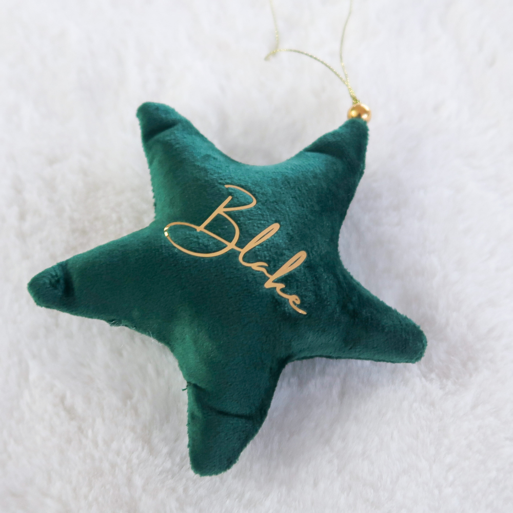 Velvet Star Plush Ornament - Green