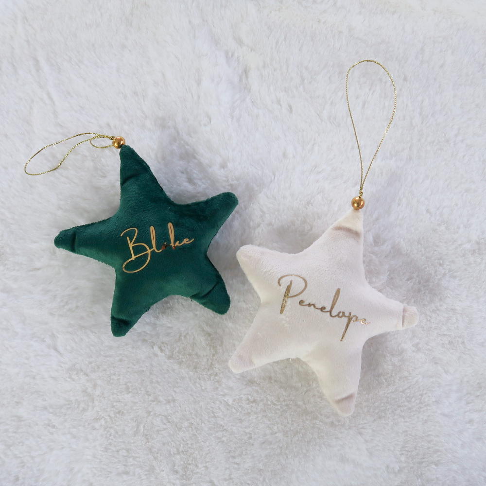 Velvet Star Plush Ornament - Green