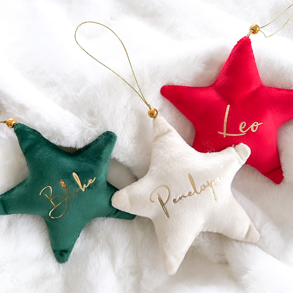 Velvet Star Plush Ornament - Green