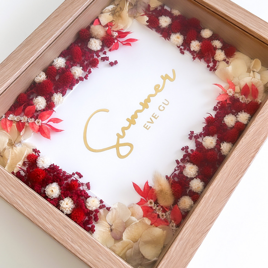 Personalised Name Flower Frame - Red (S)