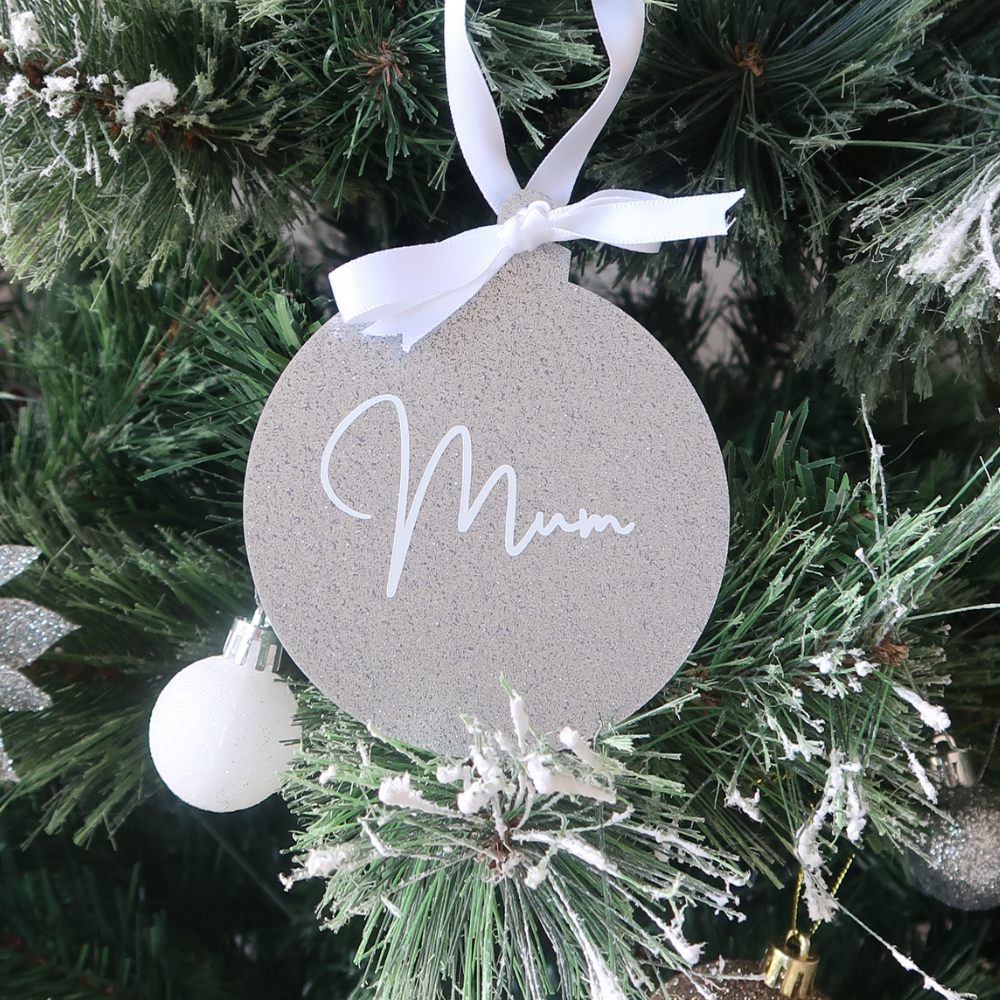 Luxe Glitter Christmas Bauble - Silver