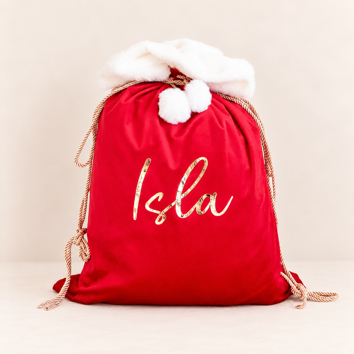 Velvet Christmas Sack - Red