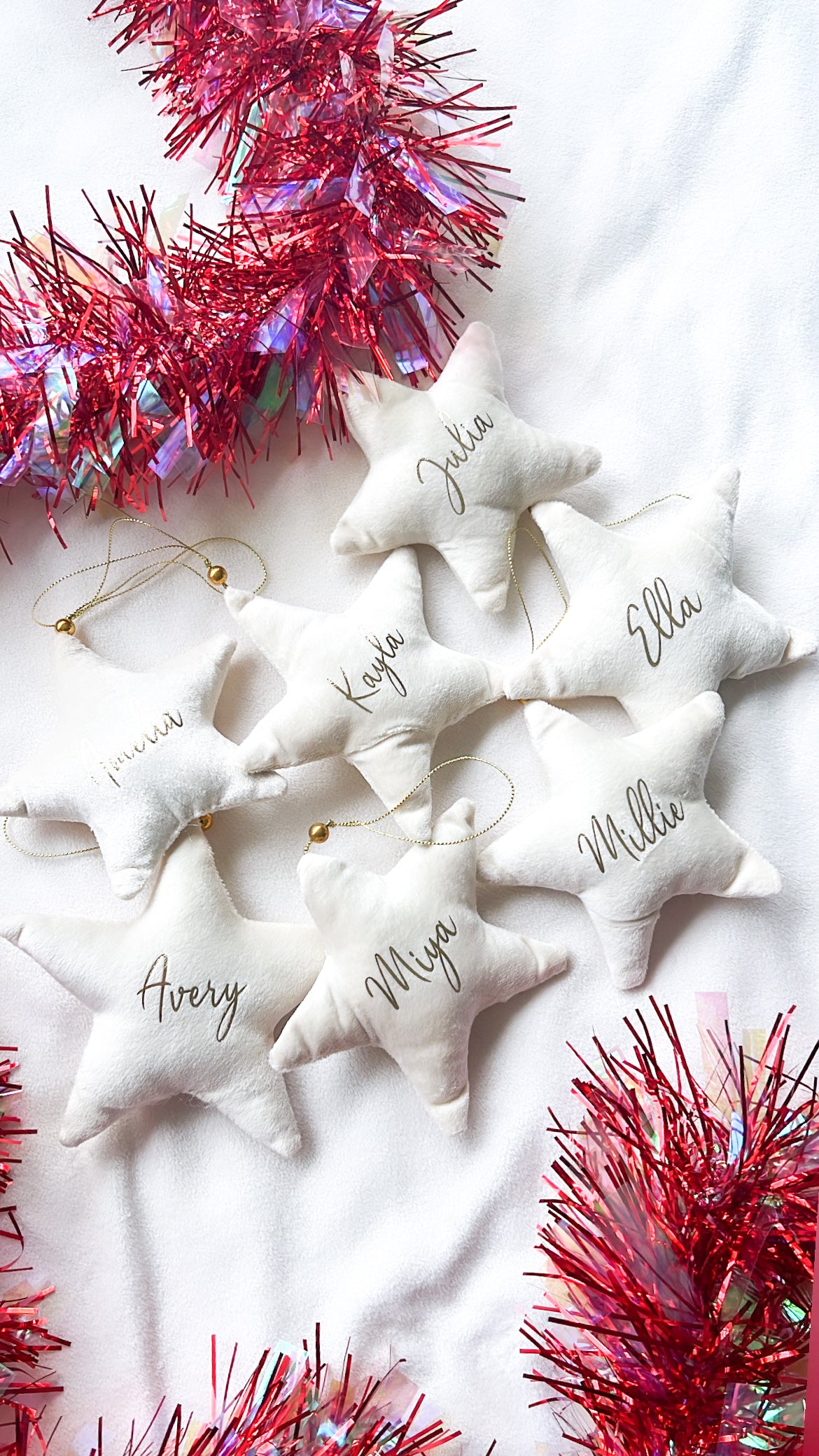 Velvet Star Plush Ornament - Cream