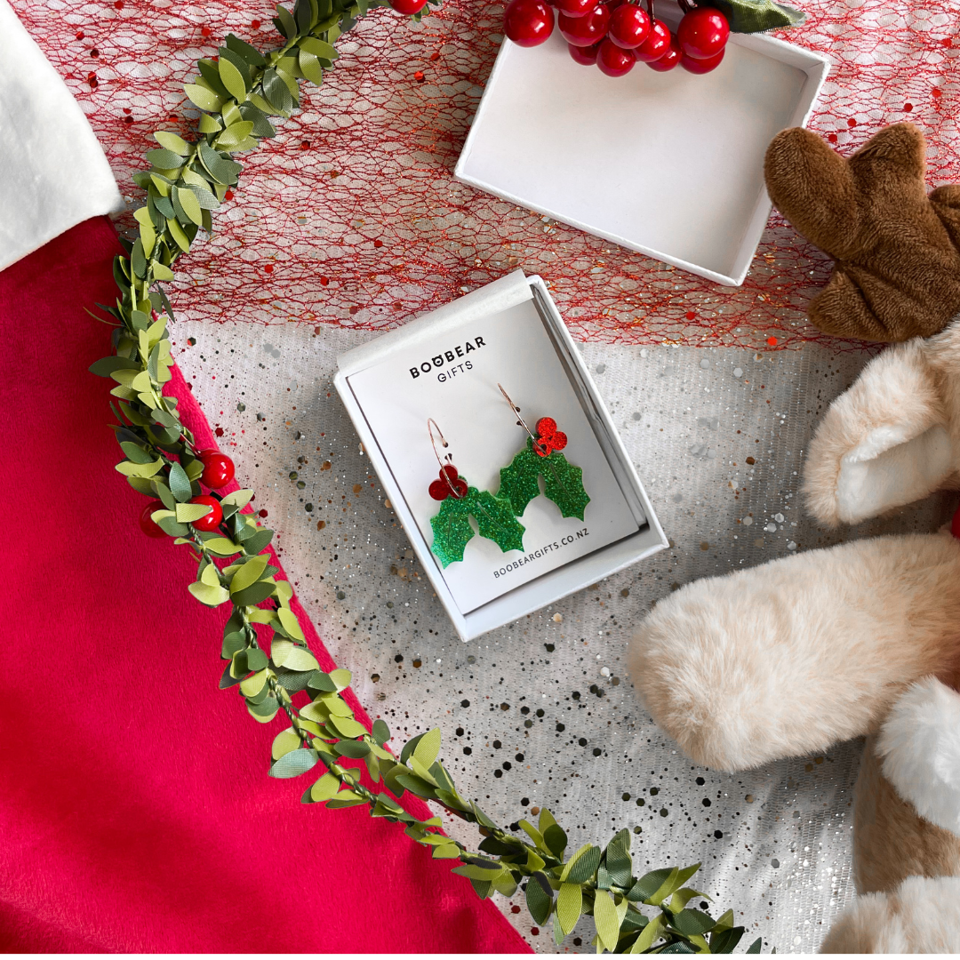 Mistletoe Christmas Hoop Earrings