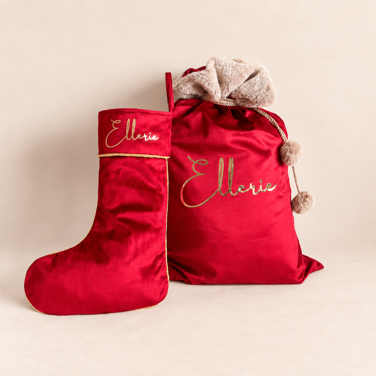 Luxe Velvet Christmas Sack – Ruby Red