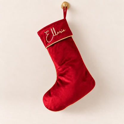 Luxe Velvet Christmas Stocking – Ruby Red