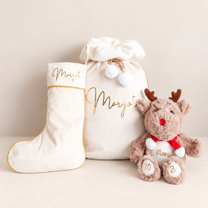 Velvet Christmas Sack - Cream