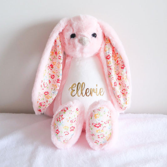 Personalised Plush Bunny - Daisy Pink