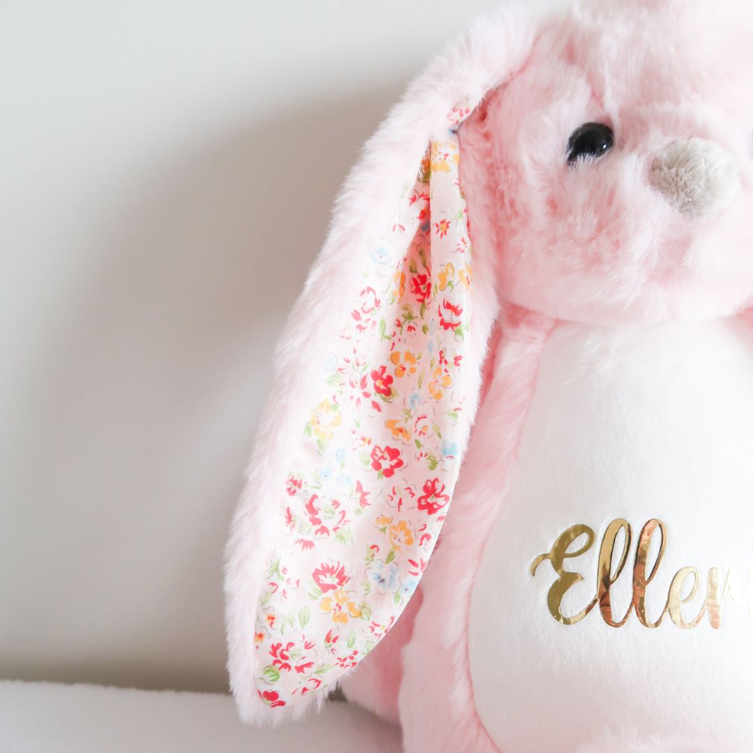 Personalised Plush Bunny - Daisy Pink