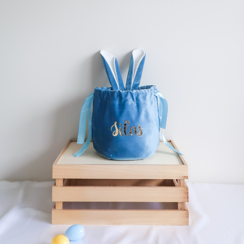 Velvet Easter Bunny Bag (Blue)