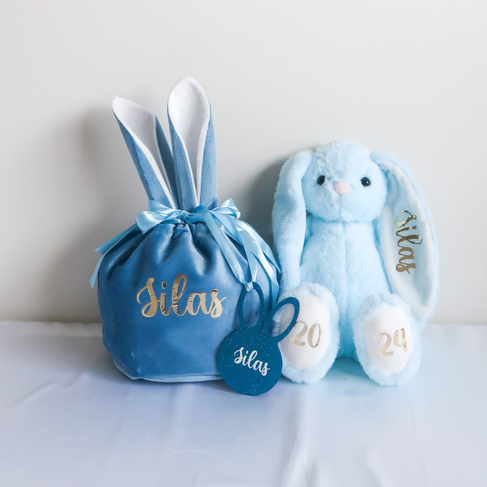 Velvet Easter Bunny Bag (Blue)