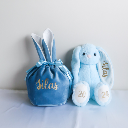 Velvet Easter Bunny Bag (Blue)