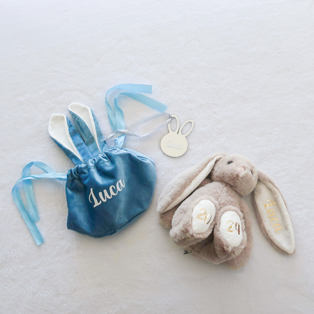 Velvet Easter Bunny Bag (Blue)