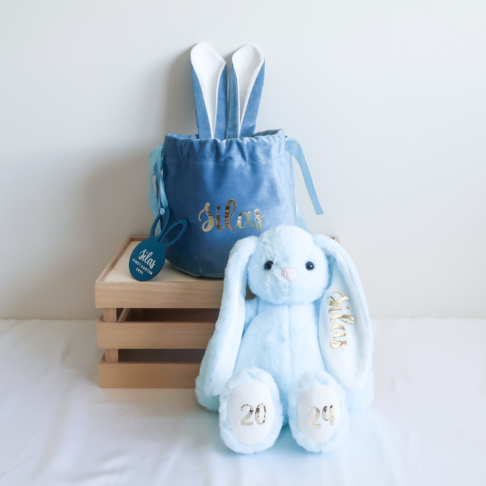 Velvet Easter Bunny Bag (Blue)