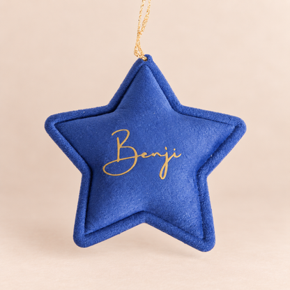 Velvet Star Ornament - Blue