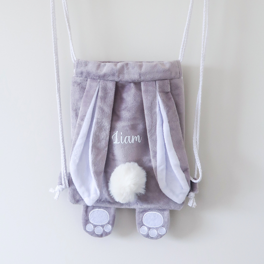 Personalised Bunny Drawstring Bag - Grey