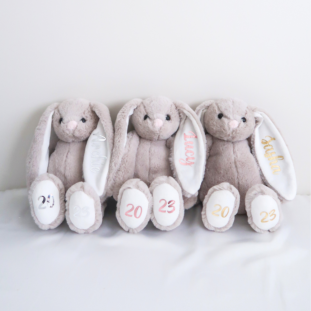 Personalised Plush Bunny (Grey)