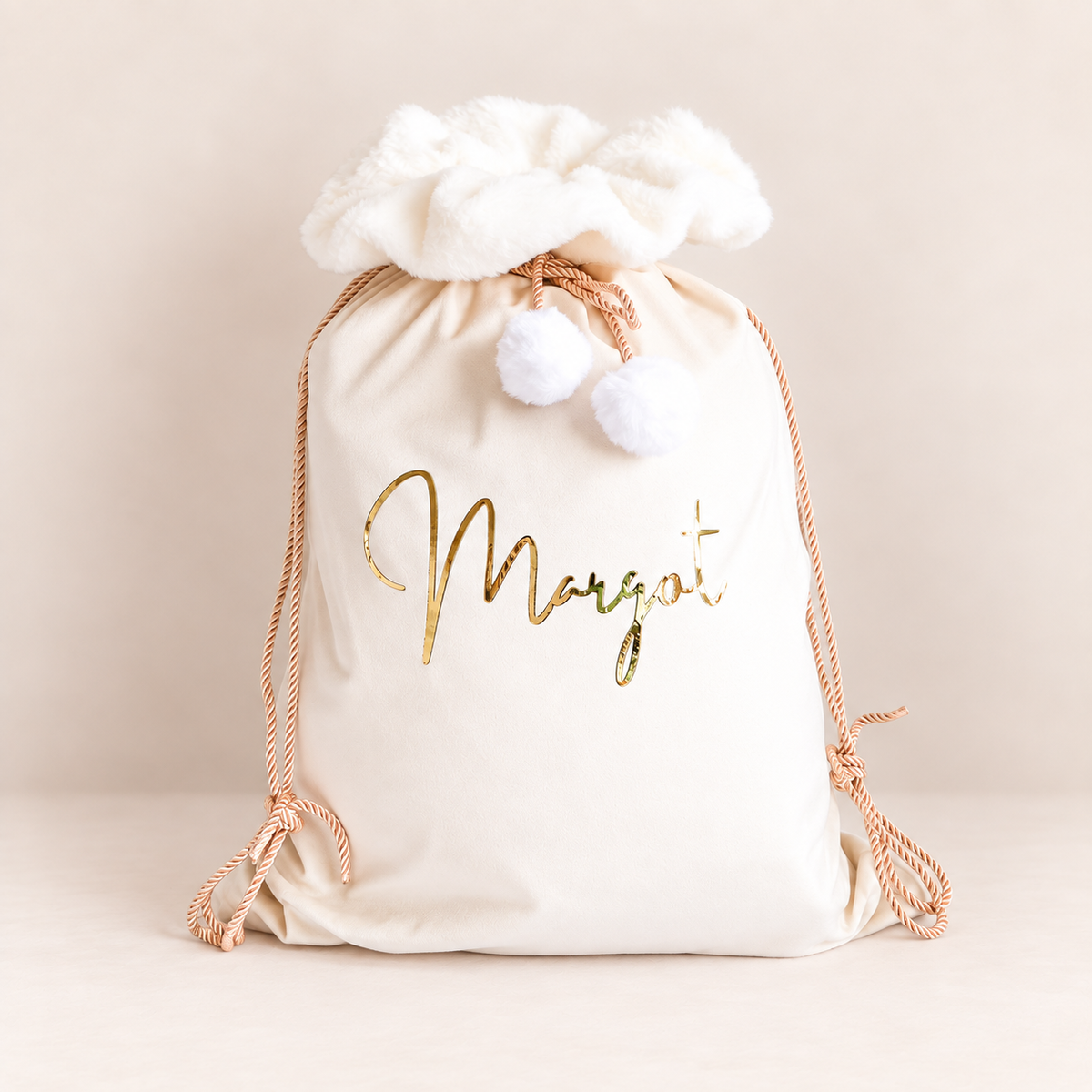 Velvet Christmas Sack - Cream