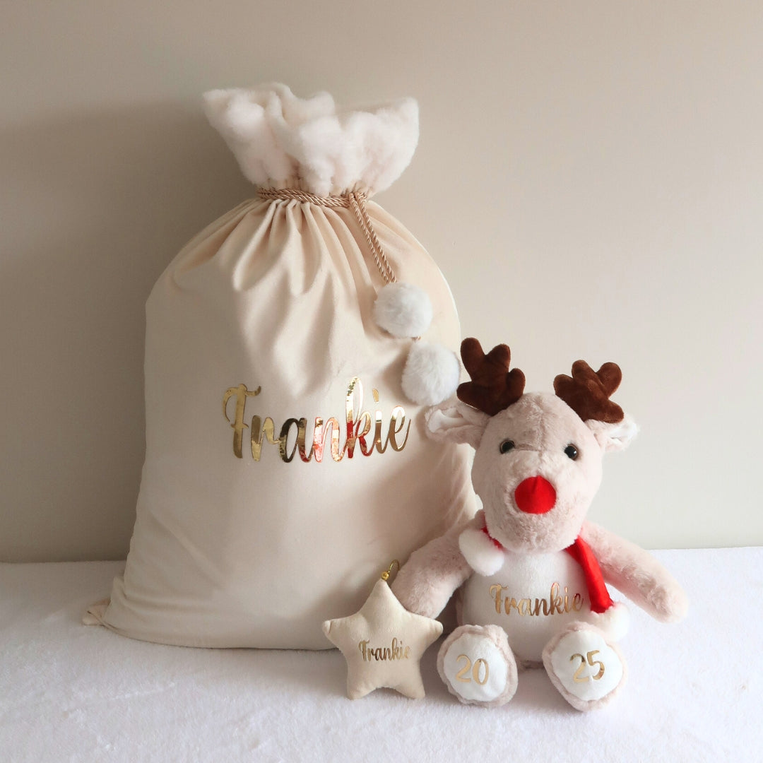 Velvet Christmas Sack - Cream
