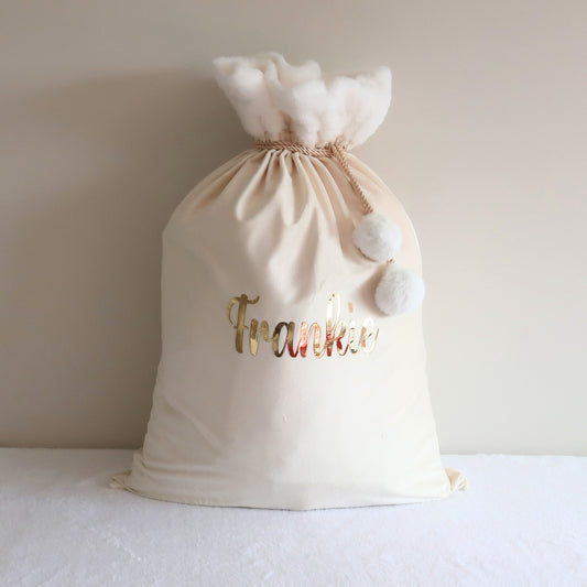 Velvet Christmas Sack - Cream