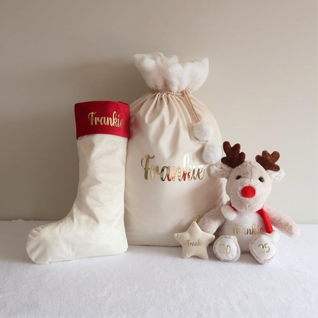 Velvet Christmas Sack - Cream