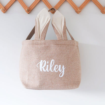 Personalised Easter Bunny Burlap Basket