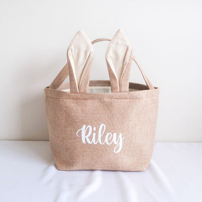 Personalised Easter Bunny Burlap Basket