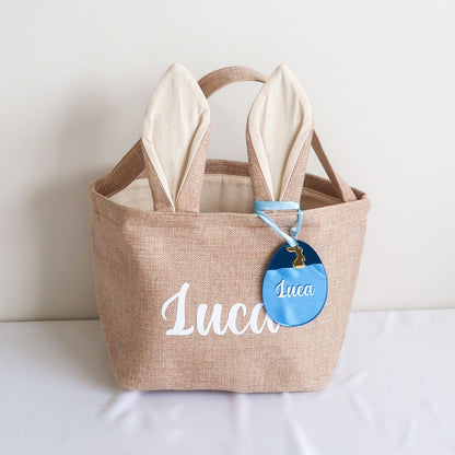 Personalised Easter Bunny Burlap Basket