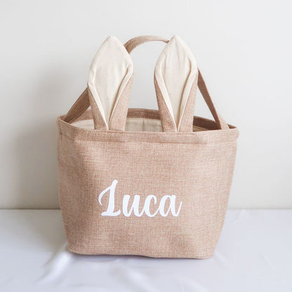 Personalised Easter Bunny Burlap Basket