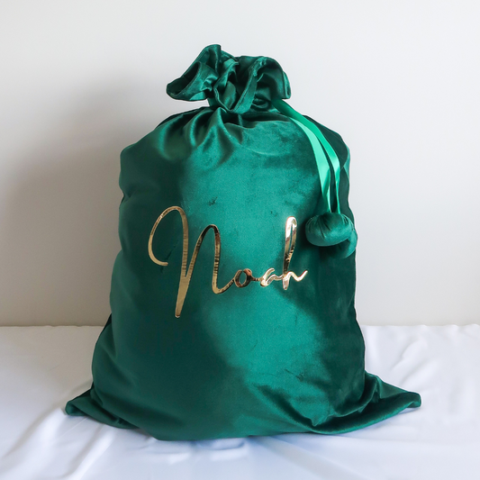 Velvet Christmas Sack - Green