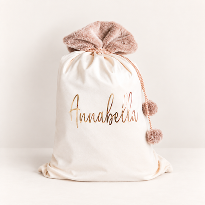 Luxury Velvet Christmas Sack – Cream