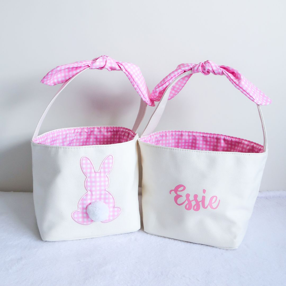 Personalised Easter Bunny Basket - Pink
