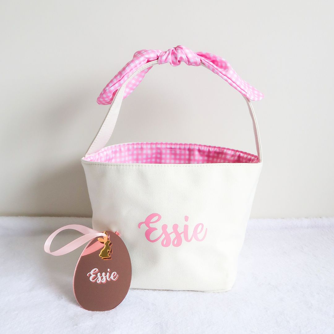 Personalised Easter Bunny Basket - Pink