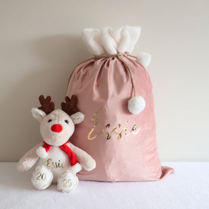 Velvet Christmas Sack - Pink
