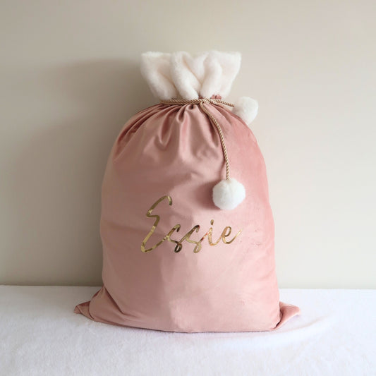 Velvet Christmas Sack - Pink