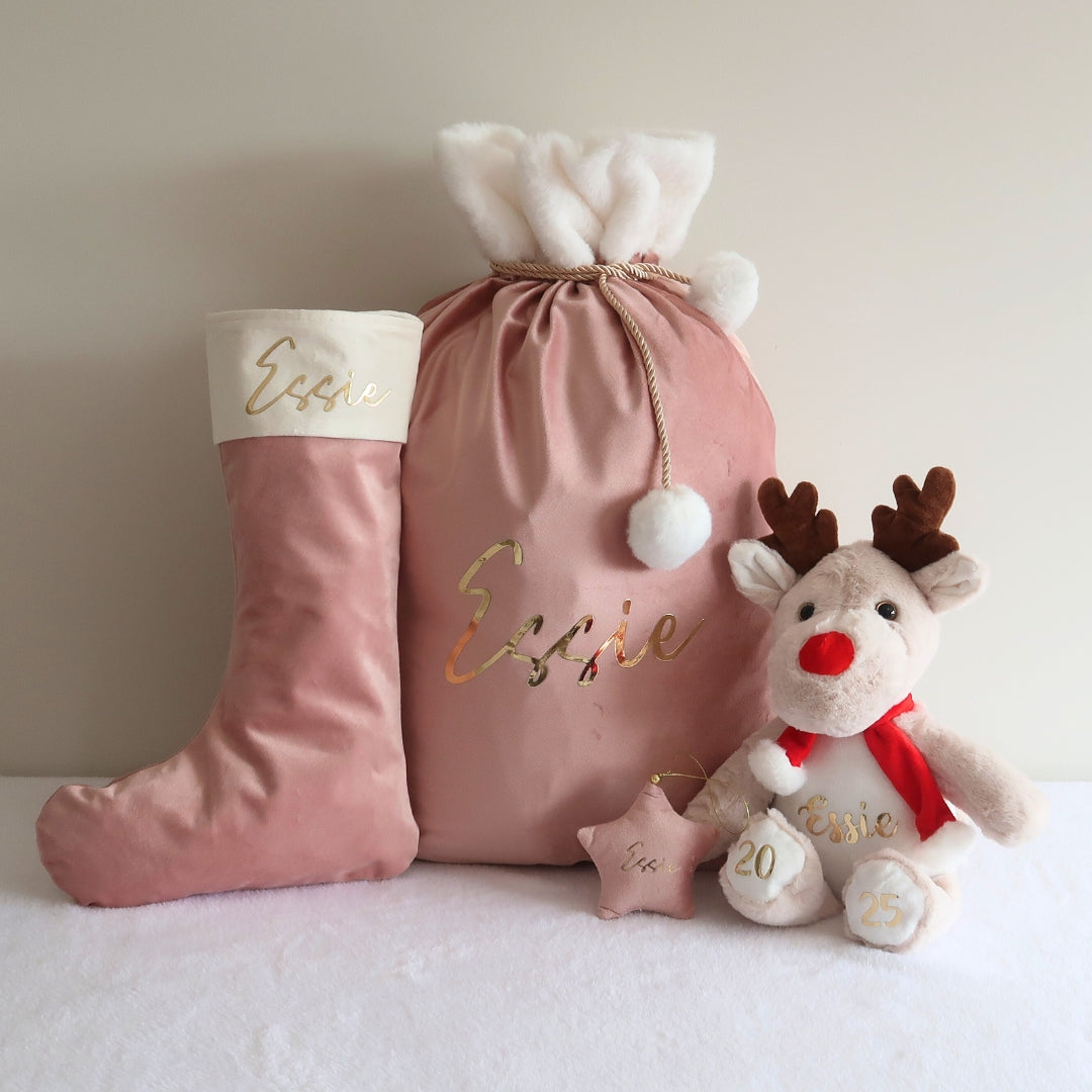 Velvet Christmas Sack - Pink